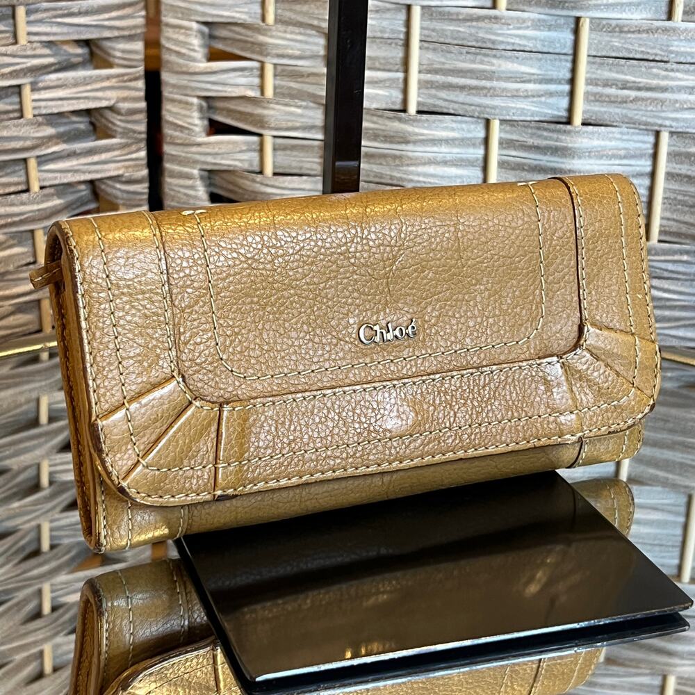 Chloé Paraty Flap Pebbled Leather Long Wallet